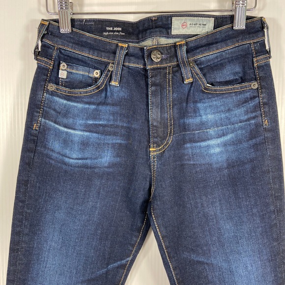 Adriano Goldschmied The Jodi High Rise Slim Flare Dark Blue Denim Jeans Women 25 - Picture 2 of 12